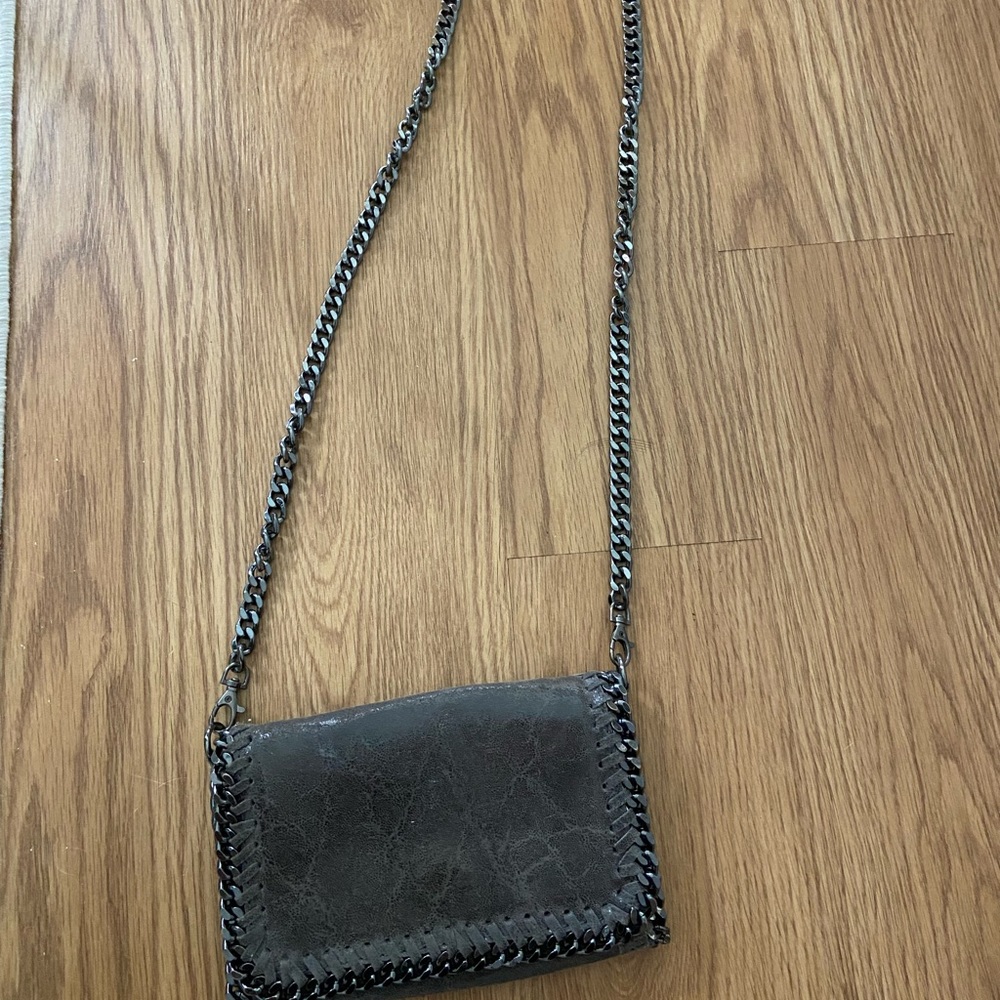 Genuine Leather Crossbody Bag in Silver/Grey